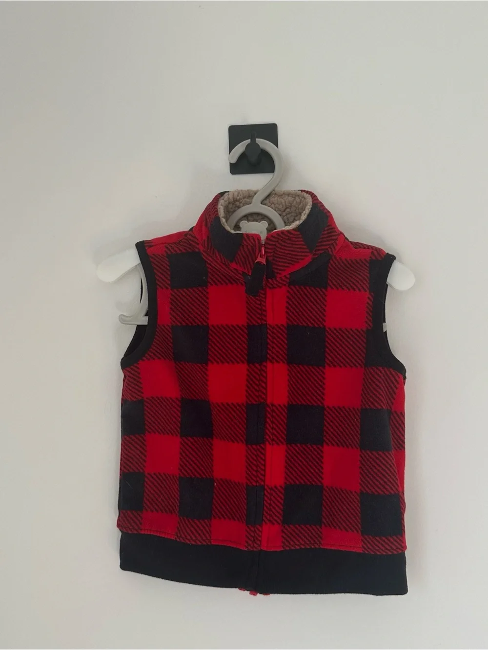 Carters Red and Black Plaid Kids Fleece Vest